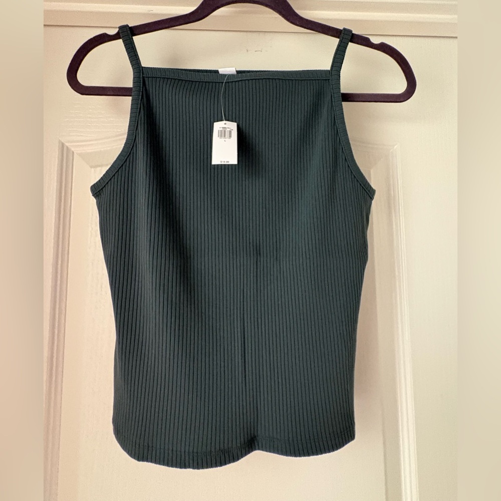 Women’s rib knit cami tank top old navy green (jade shadow) NWT size large